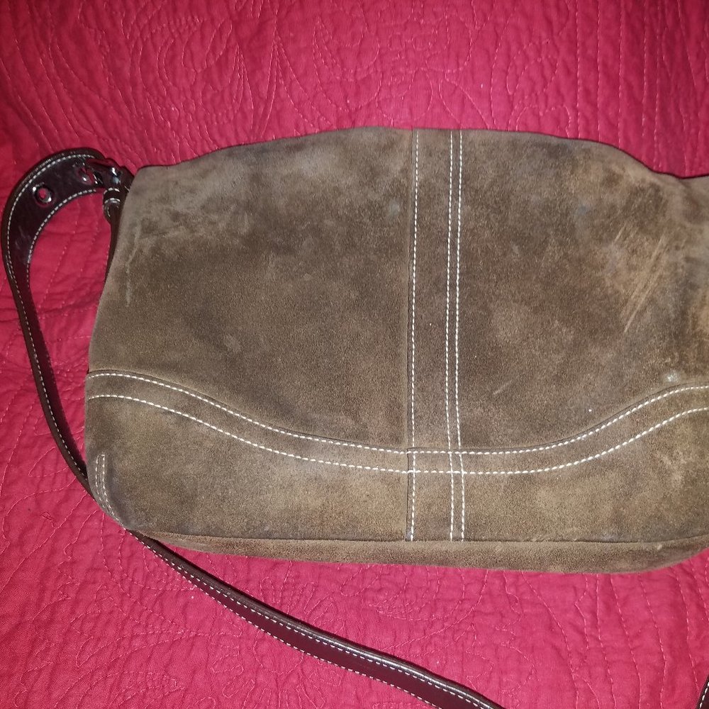Coach Shoulder Bag Brown, Suede